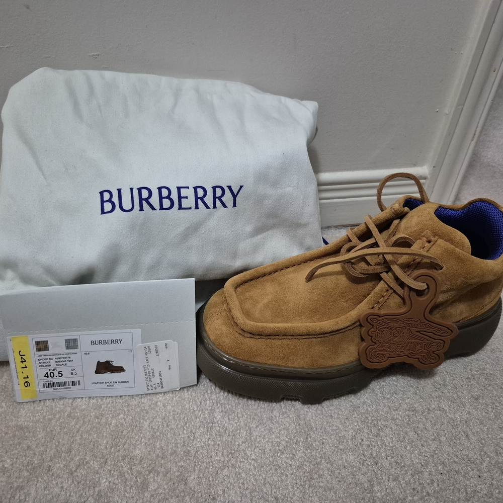 Burberry BRAND NEW Authentic Men's Tan Suede Shoes